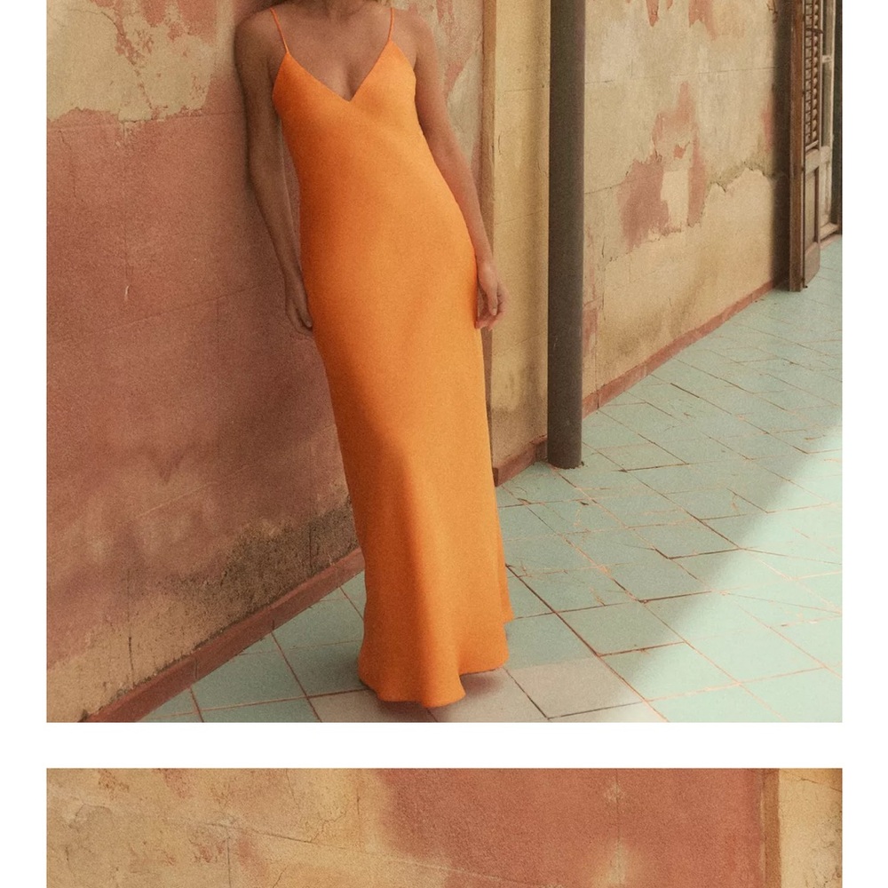 Zara Orange Slip Maxi Dress